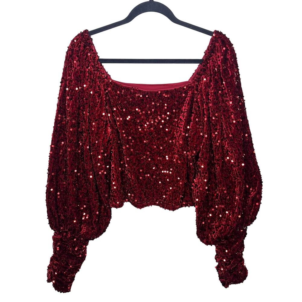 Willow & Root Sequin Velvet Top XXL Square Neck Whimsygoth Vamp Holiday Party